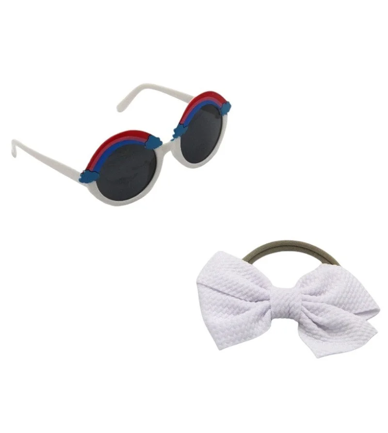 D'Daniela DDaniela-Anaya Bow Barrette Ponytail Set For Babies and Girls - White