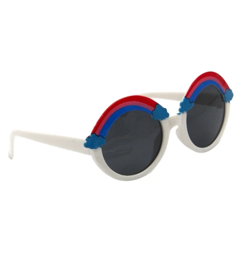 D'Daniela Anaya Rainbow Glasses and Bow Barrette Ponytail Set For Babies and Girls - White
