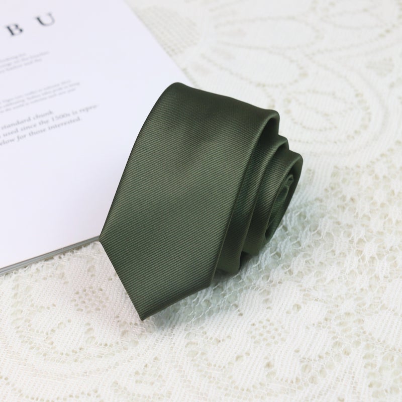 Solid color 6cm narrow mens and womens tie solid color gray navy blue black army green fashion all-match shirt retro student accessories Chestnut Brown  - Image 3