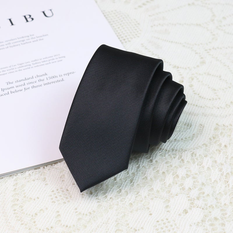 Solid color 6cm narrow mens and womens tie solid color gray navy blue black army green fashion all-match shirt retro student accessories Chestnut Brown  - Image 5