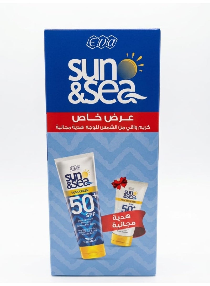 Eva Sun & Sea Sun Care Set: Sunscreen Lotion 200ml + Sunscreen Face Cream 40ml (Packaging may vary) - Image 1