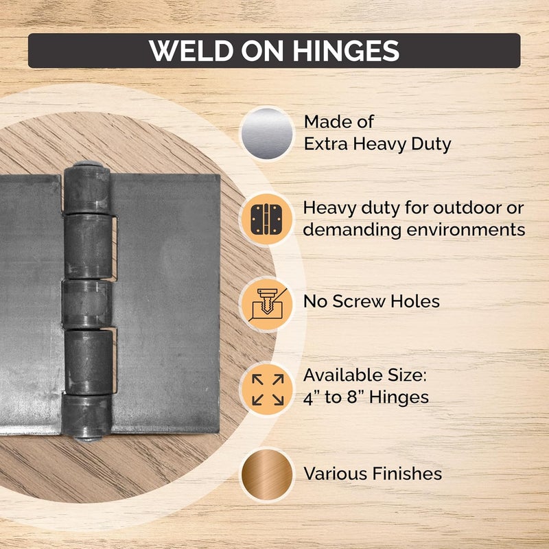 Hinge Outlet Weld On Hinge 2 1/4 Inch x 3 1/2 Inch, Bright Steel, 2 Pack - Image 2
