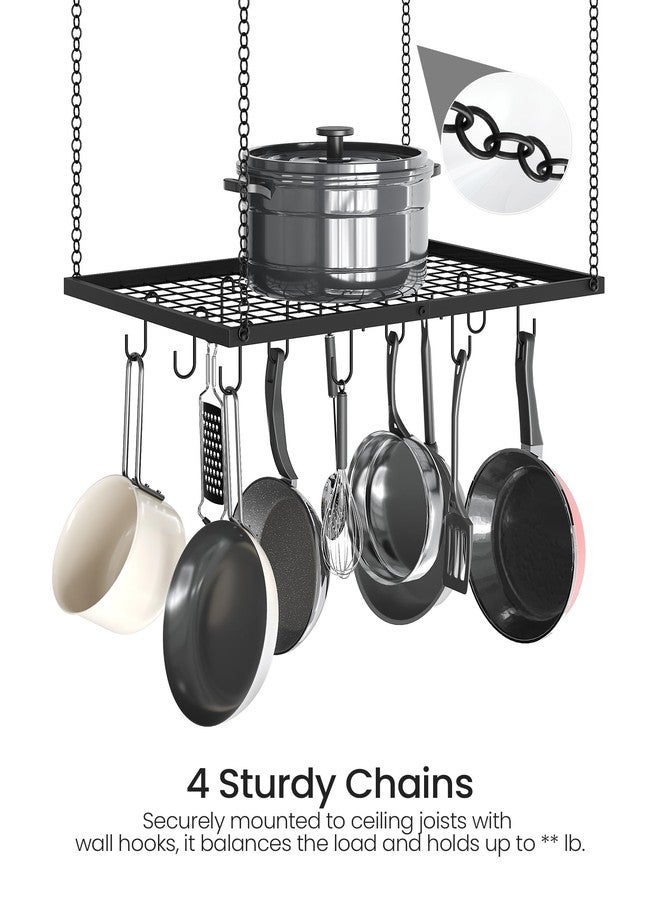 CHOEZON Hanging Pot Rack, Ceiling Mounted Pot Hanger for Kitchen, Metal Cookware Storage Organizer with 12 Hooks, for Storage of Cookware, Utensils in Kitchen, 23.7" L, Black TPR03BB - Image 5