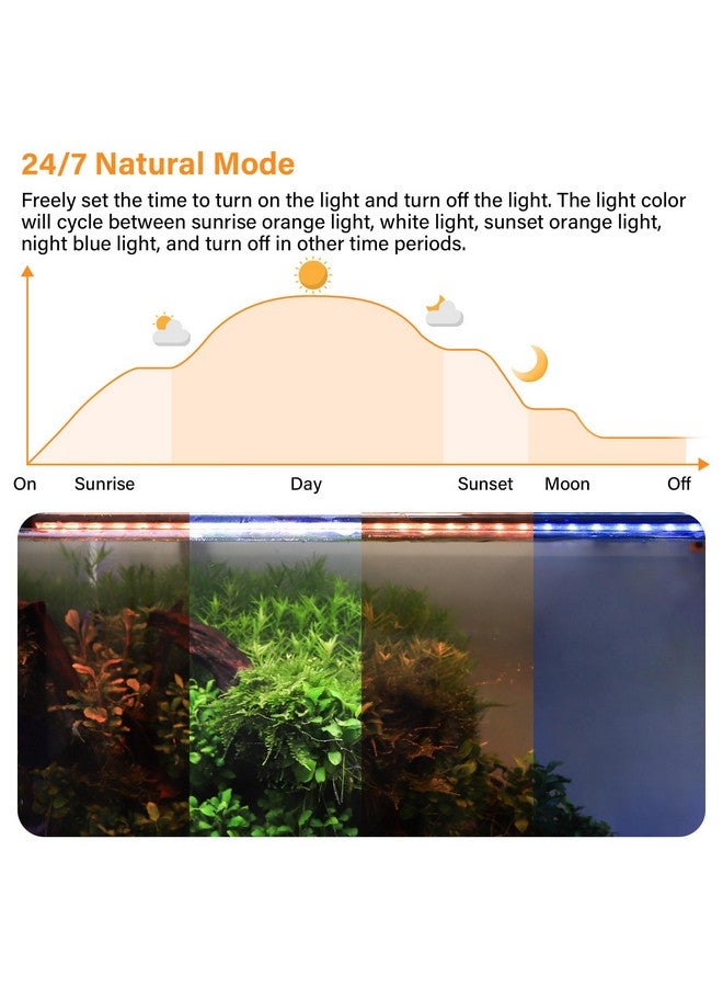 hygger Submersible LED Aquarium Light, 24W 26.8 in 24/7 Mode Fish Tank Light with 5 Rows Beads, with Timer 9 Colors and Adjustable Brightness, Full Spectrum IP68 Waterproof Light for Fish Tank 28-54in - Image 3