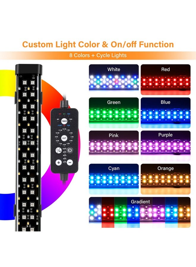 hygger Submersible LED Aquarium Light, 24W 26.8 in 24/7 Mode Fish Tank Light with 5 Rows Beads, with Timer 9 Colors and Adjustable Brightness, Full Spectrum IP68 Waterproof Light for Fish Tank 28-54in - Image 2
