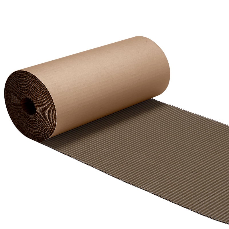 Geyoga 12 x 197 Inch Brown Single Face Corrugated Cardboard Roll B Flute Shipping Corrugated Paper Roll Wrap for Packing Storage DIY Craft Back to School Essentials
