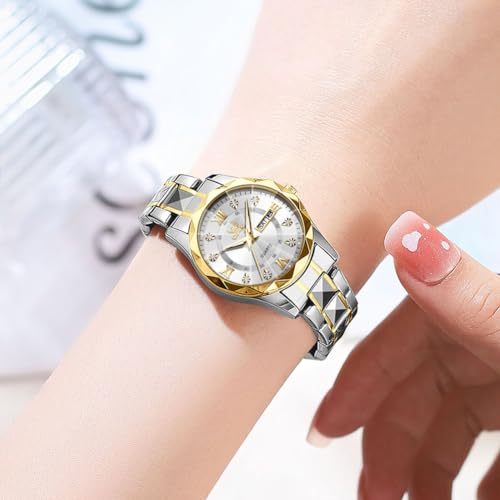 OPK Watch for Women Gold White Bling Diamond Business Female Watch Stainless Steel Easy to Read Small Ladies Wrist Watches Luminous Waterproof - Image 3