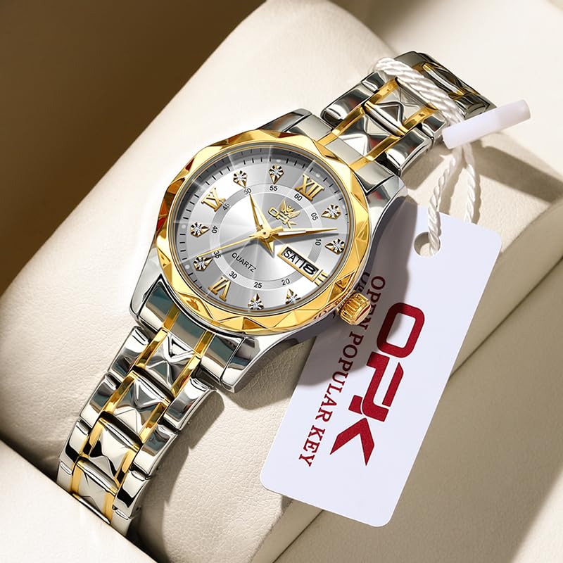 OPK Watch for Women Gold White Bling Diamond Business Female Watch Stainless Steel Easy to Read Small Ladies Wrist Watches Luminous Waterproof - Image 5