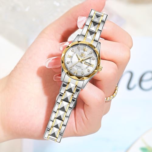 OPK Watch for Women Gold White Bling Diamond Business Female Watch Stainless Steel Easy to Read Small Ladies Wrist Watches Luminous Waterproof - Image 2
