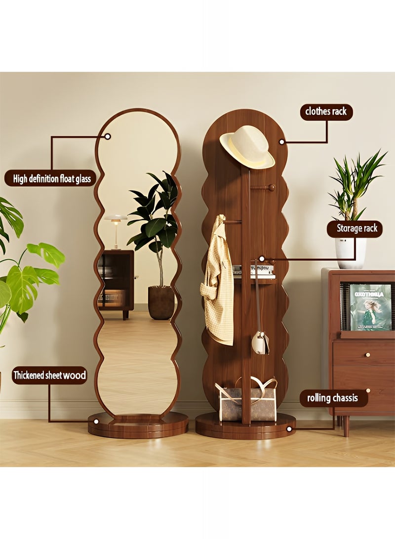 Taimi Full Length Mirror 166x46cm - Swivel Mirror with Back Clothes Hanger and Storage Shelves - Wooden Mirror with Elegant Design and Modern Decor Suitable for Dressing Rooms, Bedrooms and by the Door - Image 5