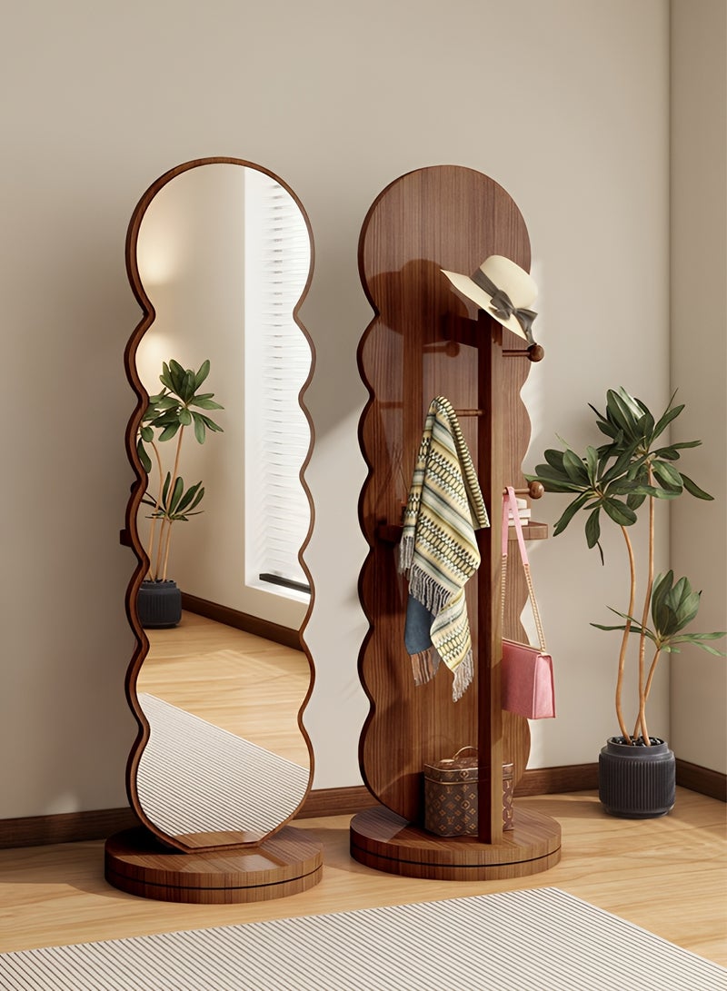 Taimi Full Length Mirror 166x46cm - Swivel Mirror with Back Clothes Hanger and Storage Shelves - Wooden Mirror with Elegant Design and Modern Decor Suitable for Dressing Rooms, Bedrooms and by the Door - Image 1