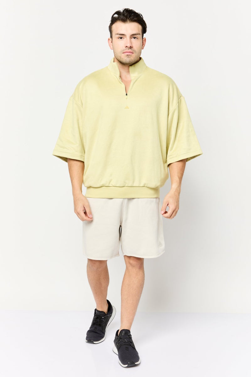 Adidas Men Sportswear Fit 3/4 Sleeve Basketball Sweatshirt, Yellow Green  - Image 2