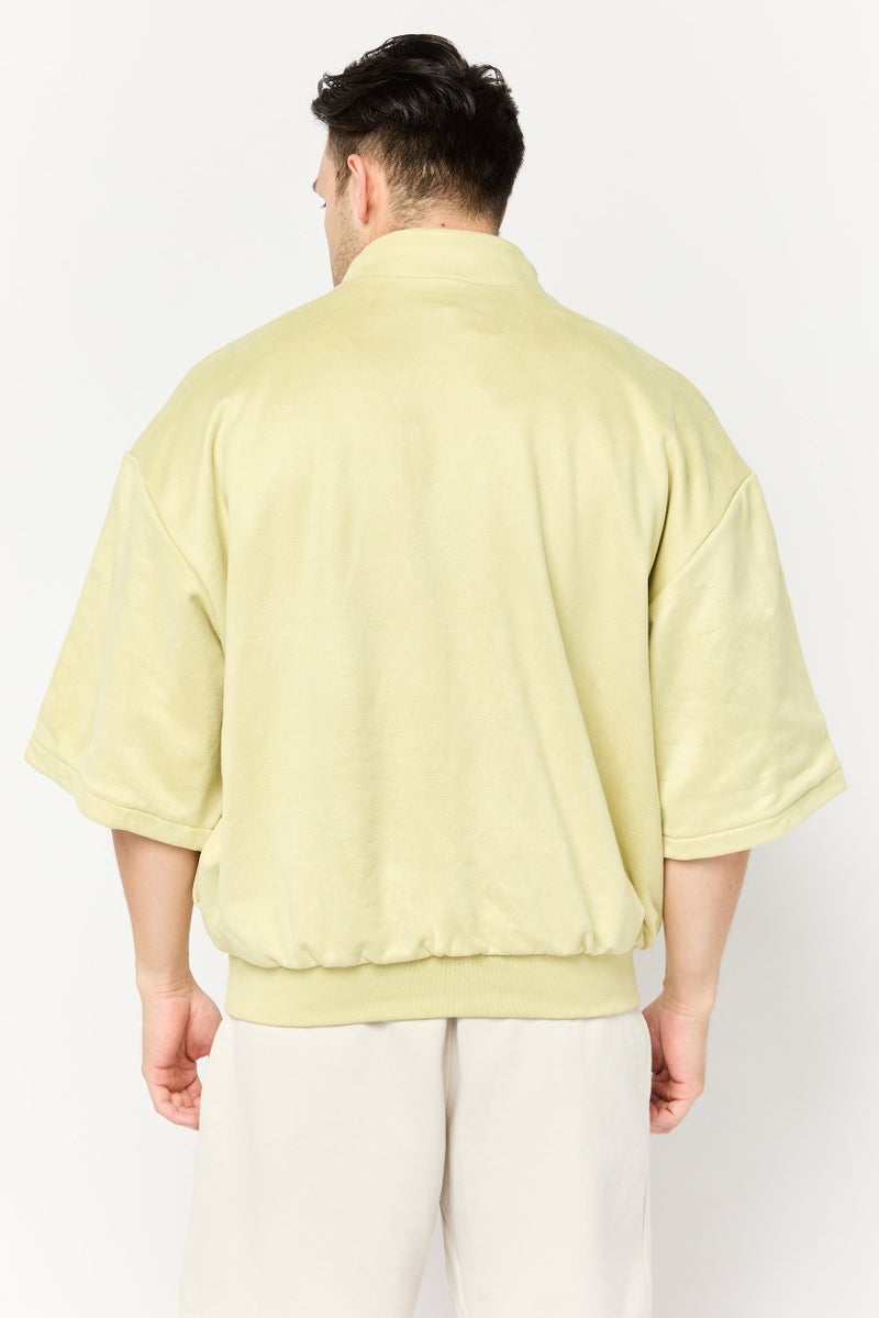 Adidas Men Sportswear Fit 3/4 Sleeve Basketball Sweatshirt, Yellow Green  - Image 4