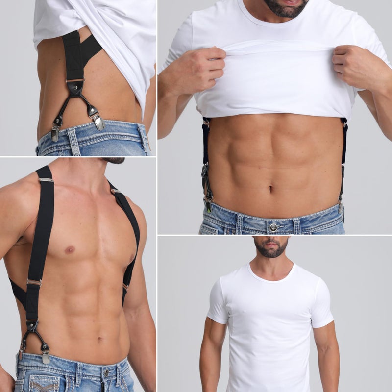 LazarsSpace Men's Side Clip Suspenders - Extra Long, Dual Clips, Perfect for Big & Tall 1.38 Inch Wide Strap- Secure Fit, Ultimate Comfort, and Belly Relief, Black - Image 3
