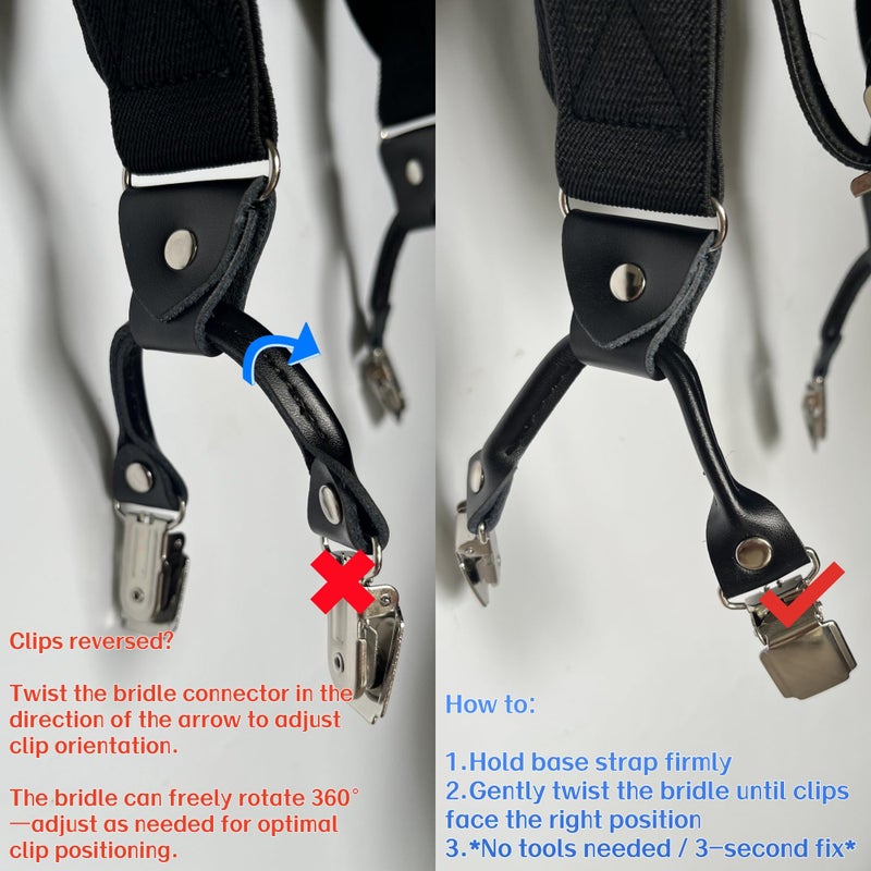 LazarsSpace Men's Side Clip Suspenders - Extra Long, Dual Clips, Perfect for Big & Tall 1.38 Inch Wide Strap- Secure Fit, Ultimate Comfort, and Belly Relief, Black - Image 4