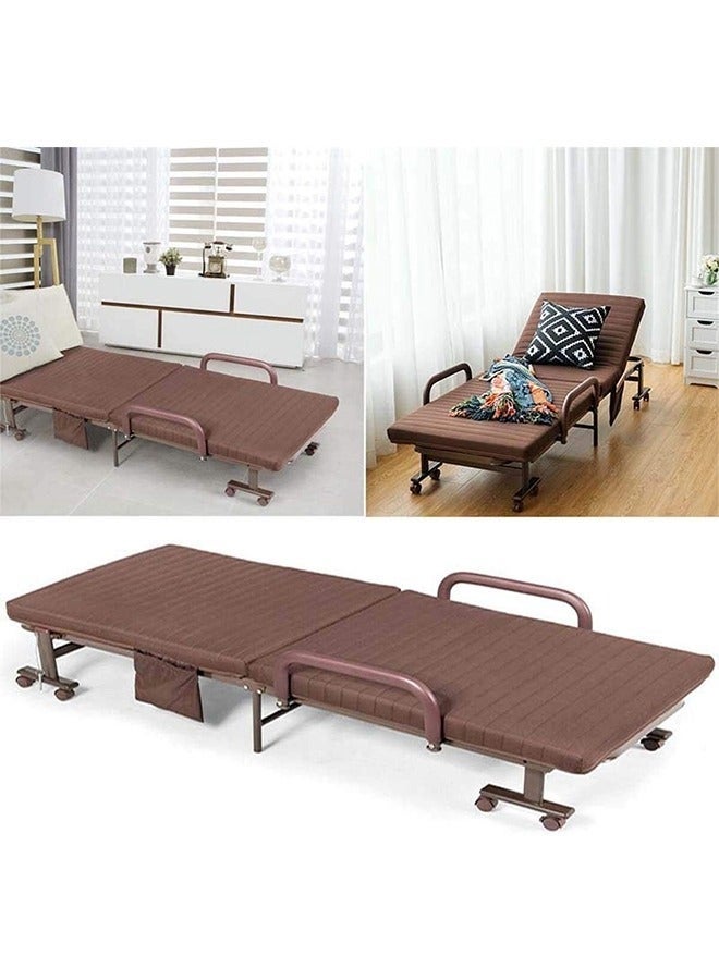 سرير قابل للطي، سرير فردي محمول قابل للطي، كرسي قيلولة متعدد المستويات قابل للتعديل، مزود بمرتبة إسفنجية فاخرة وإطار قوي للغاية، مناسب للعائلة والمكتب (KT-T16) - Image 2