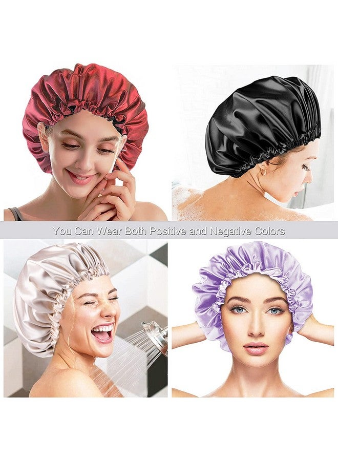 NIXTIL قبعة نوم ساتان نيكستيل 2-pack قابلة لإعادة الاستخدام - للشعر الطويل للنساء، طبقتين من ساتان حريري فاخر، (أرجواني/ذهبي/أسود/أحمر) - Image 5