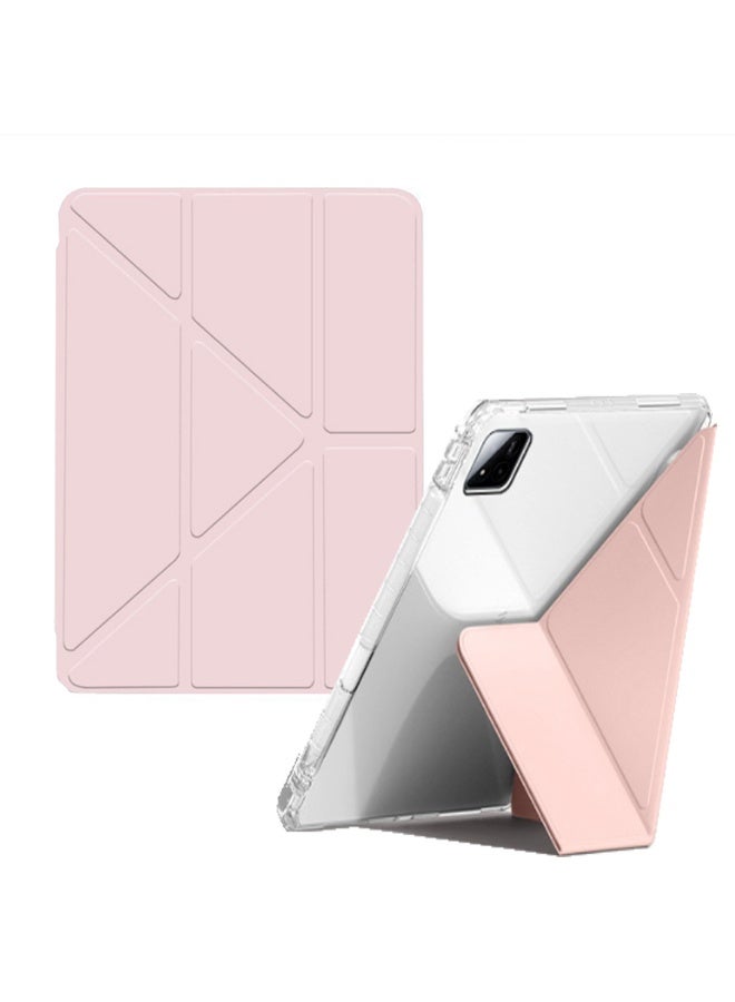 for xiaomi Pad 7/Pad 7 Pro Case Cover, تصميم ثلاثي الطي على شكل Y, زاوية متعددة, غطاء اللوح الجلدي مع فتحة القلم, إيقاظ / نوم تلقائي, وردي - Image 1
