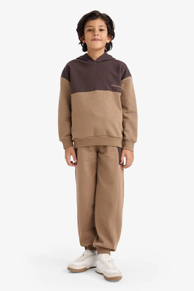 ديفاكتو Boy Oversize Fit Hooded Printed Soft Fleece Lining Sweatshirt