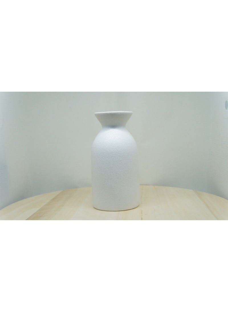 ELEGANT FLARE TOP WHITE CERAMIC VASE