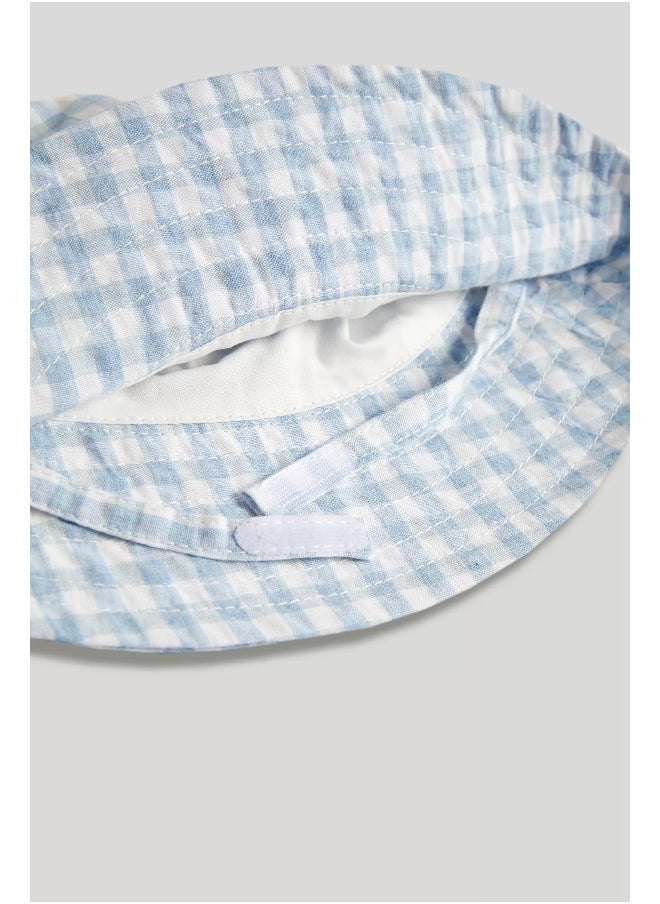 mothercare Blue Gingham UPF50+ Sun Hat  - Image 2