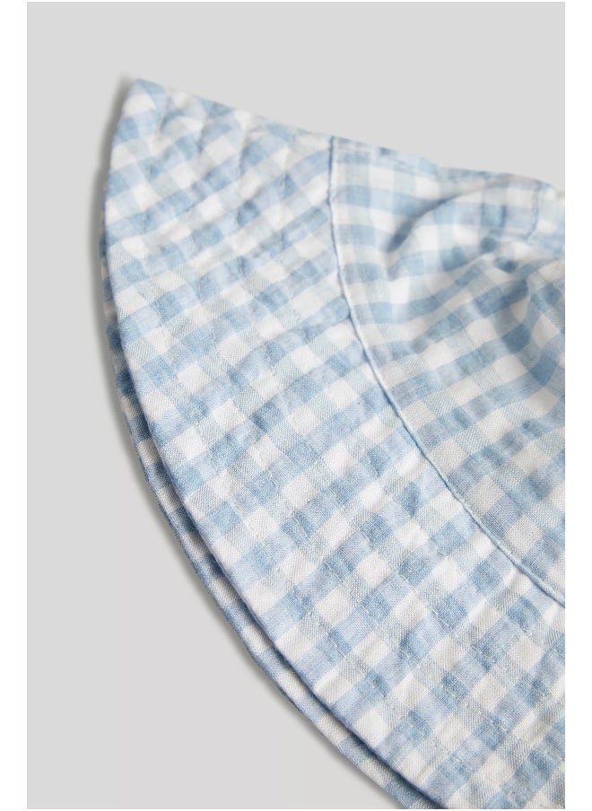 mothercare Blue Gingham UPF50+ Sun Hat  - Image 3
