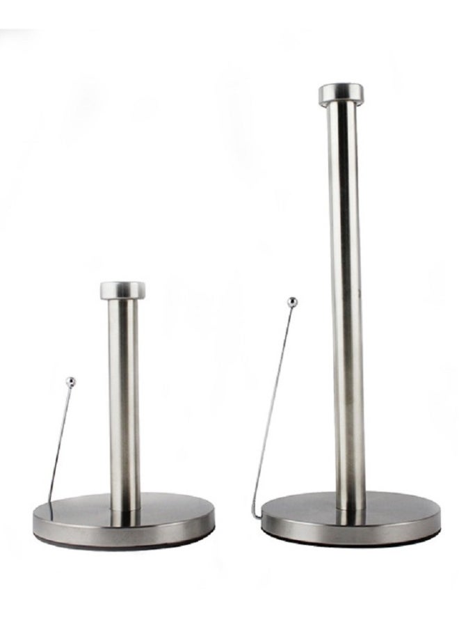 Generic - 2-set Stainless Steel Paper Towel Holder with Base Vertical Design, Standing Paper Towel Roll Holder for Kitchen Bathroom Roll Organizer, One-Handed Operation Countertop Roll Dispenser - Image 1
