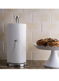 Generic 2-set Stainless Steel Paper Towel Holder with Base Vertical Design, Standing Paper Towel Roll Holder for Kitchen Bathroom Roll Organizer, One-Handed Operation Countertop Roll Dispenser  - Image 4