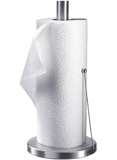 Generic 2-set Stainless Steel Paper Towel Holder with Base Vertical Design, Standing Paper Towel Roll Holder for Kitchen Bathroom Roll Organizer, One-Handed Operation Countertop Roll Dispenser  - Image 2