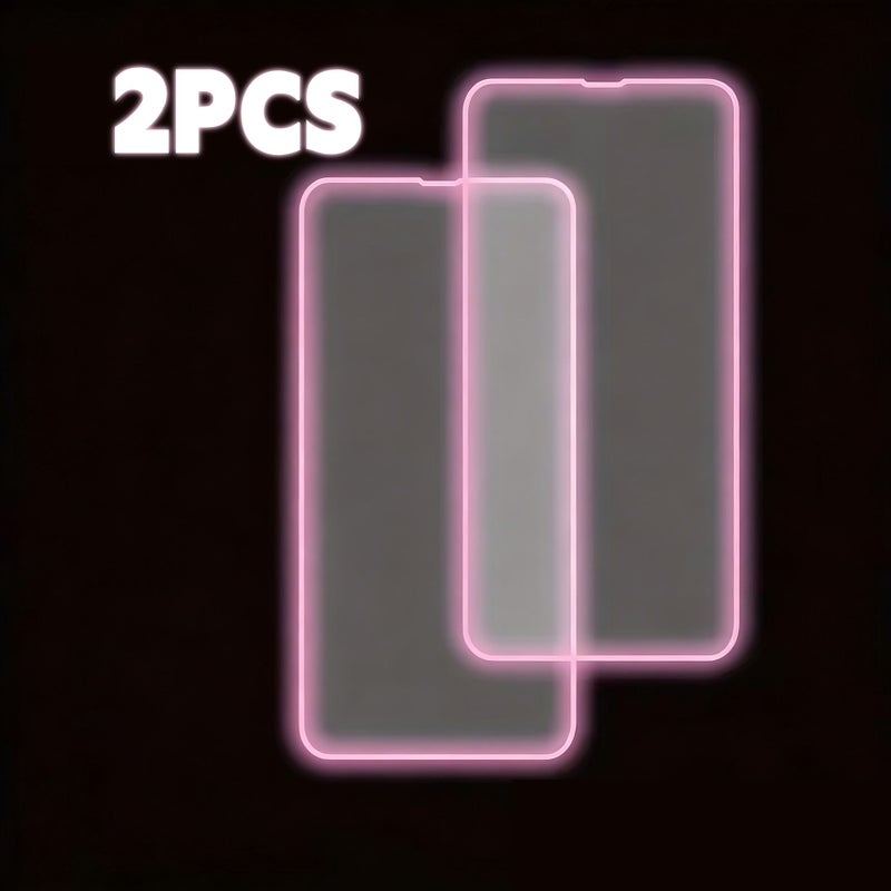 2 Pack Pink Luminous HD Screen Protector For iPhone SE 2022 Drop Resistant Scratch Proof - Image 1