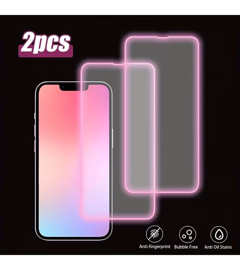 2 Pack Pink Luminous HD Screen Protector For iPhone SE 2022 Drop Resistant Scratch Proof - Image 2
