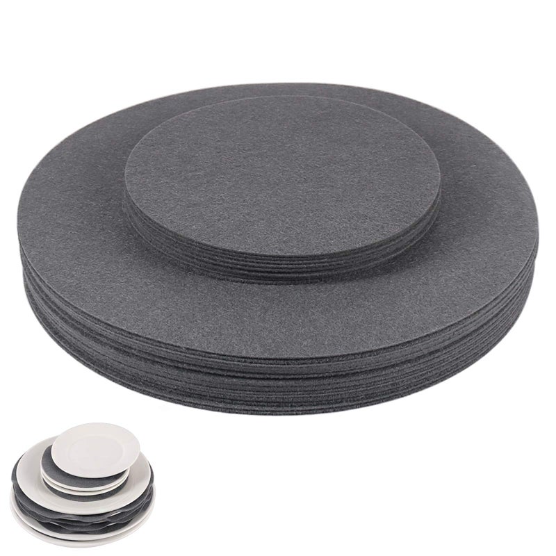 YQL Soft Felt Plate Protectors Set of 30 and 2 Different Size Plate Separators Pads China Storage Dividers Protectors Dish Protectors Pads for Protecting and Stacking Your Cookware 