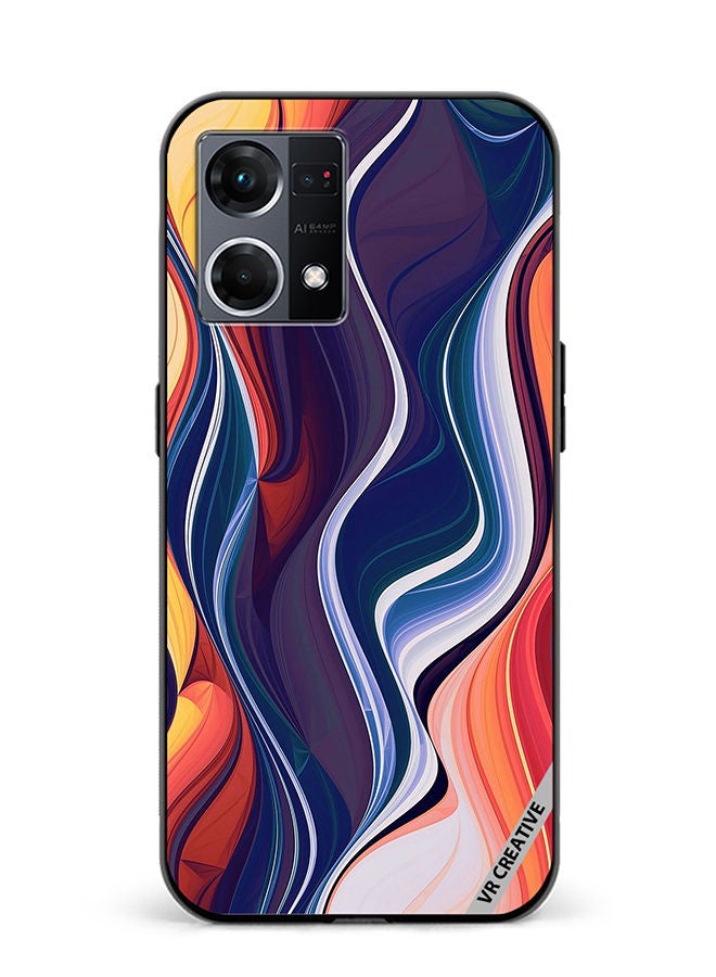 VR CREATIVE Protective Case Cover For Oppo Reno8 4G Abstract Design Multicolour - Image 1