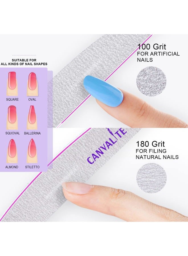 Canvalite Canvalite 10 PCS Nail File Professional Nail Files Reusable Double Sided Emery Board(100/180 Grit) Nail Styling Tools for Home and Salon Use Christmas Gifts for Women - Image 2