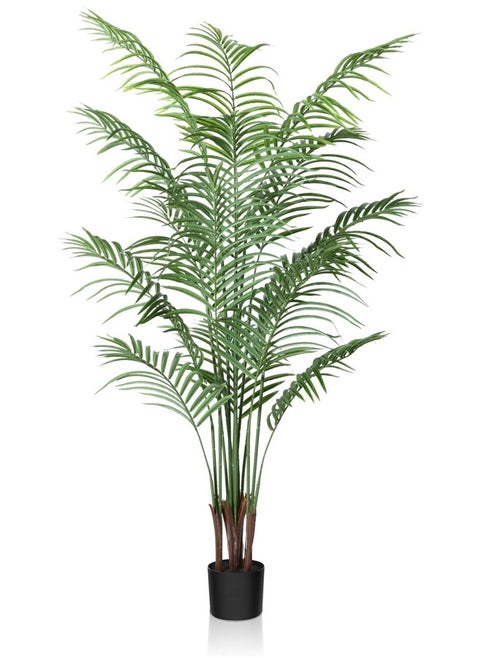 Artificial Areca Palm Plant Fake Tropical Palm Tree, Faux Dypsis Lutescens Plants in Pot for Indoor Outdoor House Home Office Garden Modern Decoration Housewarming Gift-Set