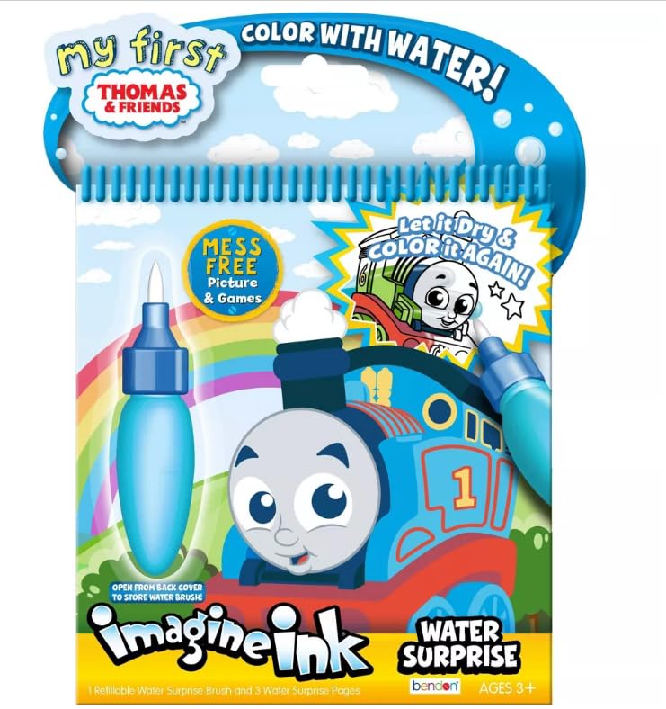 Bendon Water Painting Books Set for Toddlers Kids Ages 3-5 ~ 3 Pack No Mess Paint with Water Books with Water Surprise Brushes Thomas the Train, Mickey Mouse, Paw Patrol - Image 2