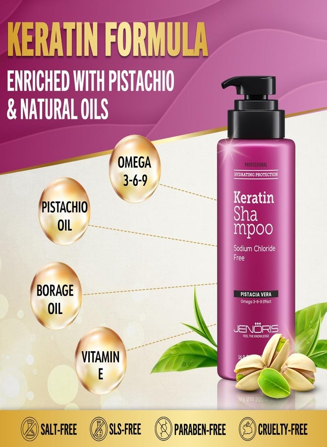 Jenoris Keratin Shampoo for Women, Moisturizing Shampoo for Keratin Treated Hair, With Natural Omega Oils, Salon Professional, Paraben & SLS Free, for Dry & Damaged Hair, 16.9 Fl Oz - Image 2