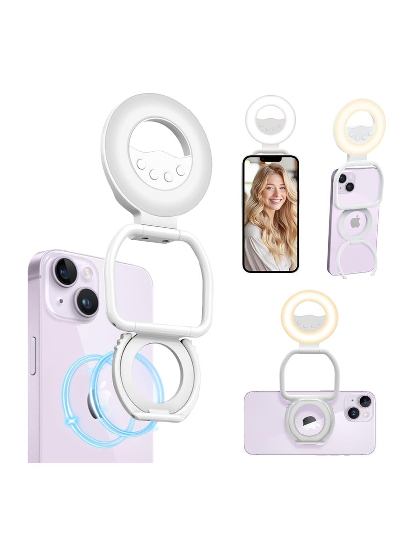 Selfie Light Magnetive Mounting Video Conference Lighting with Stand, Rechargeable Ring Light Portable Phone LED Light for Phone, iPhone, Android, iPad, Laptop, Makeup, TikTok, Selfie, Vlog  - Image 1