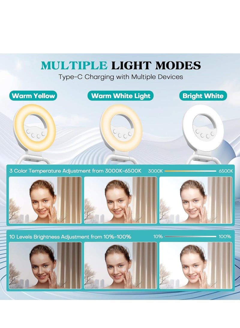 Selfie Light Magnetive Mounting Video Conference Lighting with Stand, Rechargeable Ring Light Portable Phone LED Light for Phone, iPhone, Android, iPad, Laptop, Makeup, TikTok, Selfie, Vlog  - Image 5