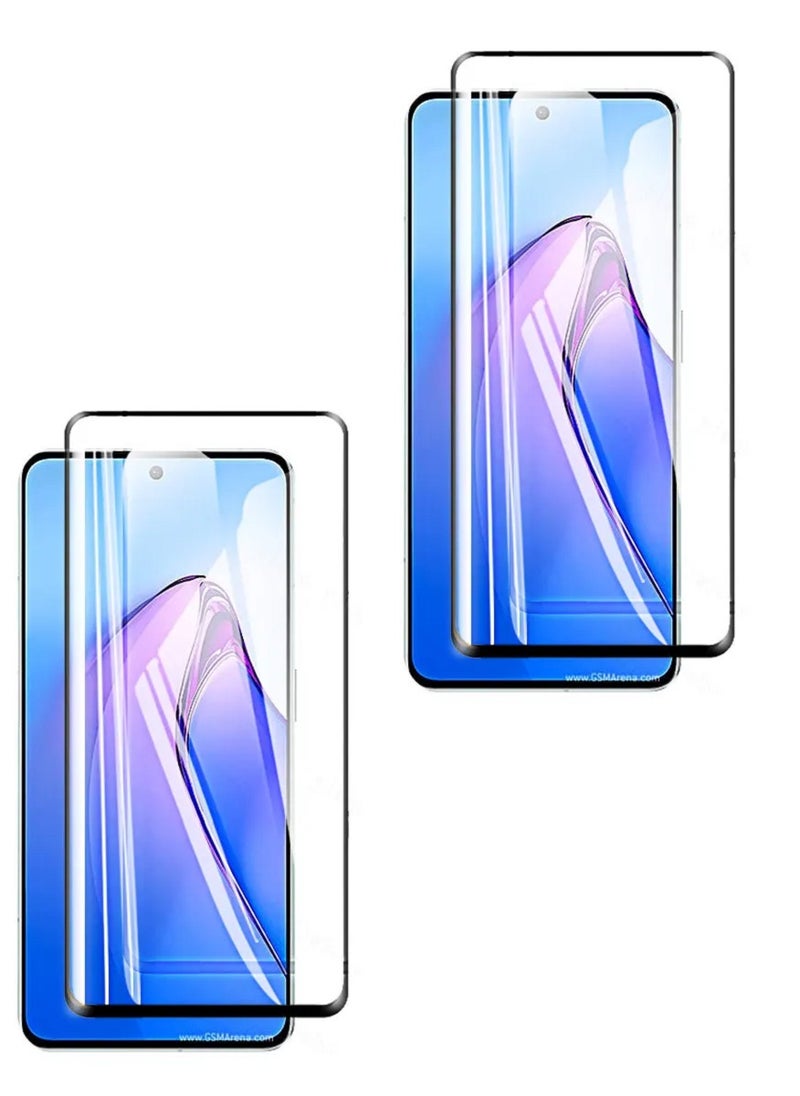 Super 2 Pieces Tempered Glass Screen Protector 5D Designed For Oppo Reno8 Pro Full Glue Edge to Edge Full Screen Coverage And Bubble Free - Image 1
