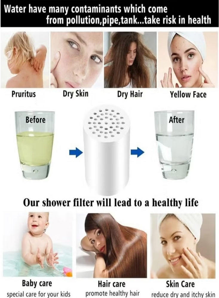 NoorTech Universal Shower Filter Replacement Cartridges 4-pack 20-level for Hard Water Purification Removes Chlorine Heavy Metals iron and Other Deposits Provides Highly Efficient Soft Water and Promotes Healthy Skin and Hair - Image 4