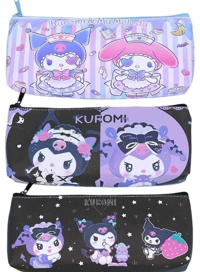 Generic 3 PCS Pencil Case for Girls, Cute Pencil Pouch Stationery School Supplies, Zip Pencil Case Accessories Cosmetic Multipurpose Case Bag Waterproof Pencil Bag  - Image 1