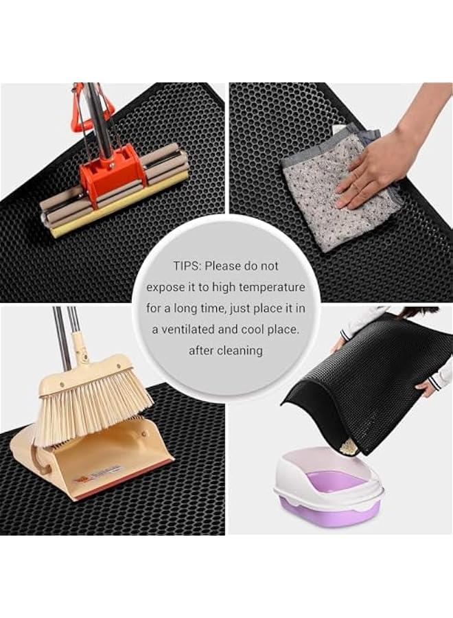 HOOKOR Cat Litter Mat Double Layer Waterproof Urine Proof Trapping Mat 1 Pack, 45x60 cm (Black) - Image 4