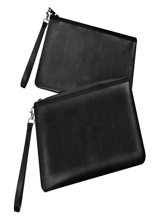 Quctak 6400°F Fireproof Money Bag 2pcs, Fireproof Document Bags, Fireproof Bag, Money Bag, Bank Cash Bag with Zipper & Strap, Suitable for A5 Documents, Bank Inventory, Passport (Black) - Image 1