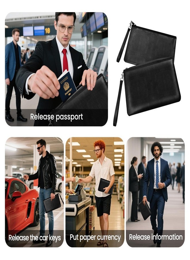 Quctak 6400°F Fireproof Money Bag 2pcs, Fireproof Document Bags, Fireproof Bag, Money Bag, Bank Cash Bag with Zipper & Strap, Suitable for A5 Documents, Bank Inventory, Passport (Black) - Image 2