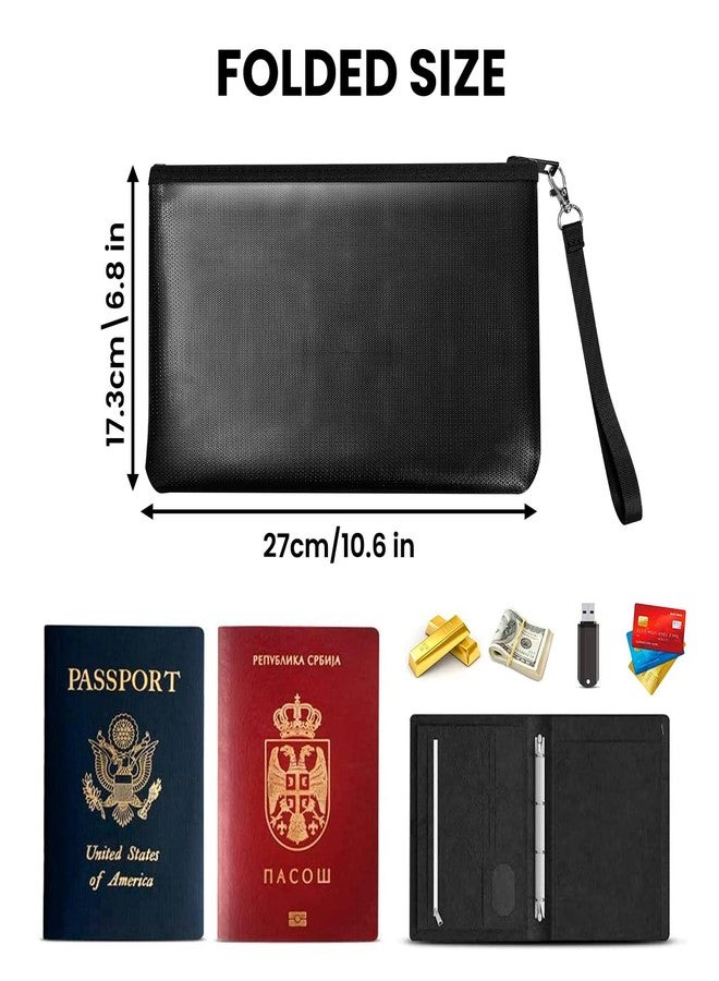 Quctak 6400°F Fireproof Money Bag 2pcs, Fireproof Document Bags, Fireproof Bag, Money Bag, Bank Cash Bag with Zipper & Strap, Suitable for A5 Documents, Bank Inventory, Passport (Black) - Image 5