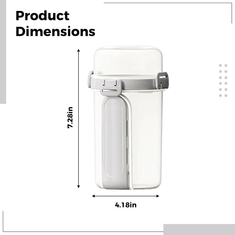 Salad Cup, Portable Double Layer Plastic, 7.3 X 4.2 In, With Fork And Spoon, A Snack Preservation Box And Yogurt Cup For Breakfast, Lunches, And Meals - Image 2