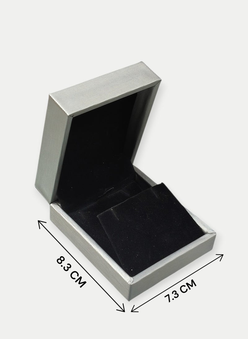 Al Seraj Luxury Premium Pendant & Earring Jewelry Box | Grey Rexine Exterior with Black Velvet Interior | Elegant Jewellery Gift Box for Wedding, Proposal & Shop Display - Image 4