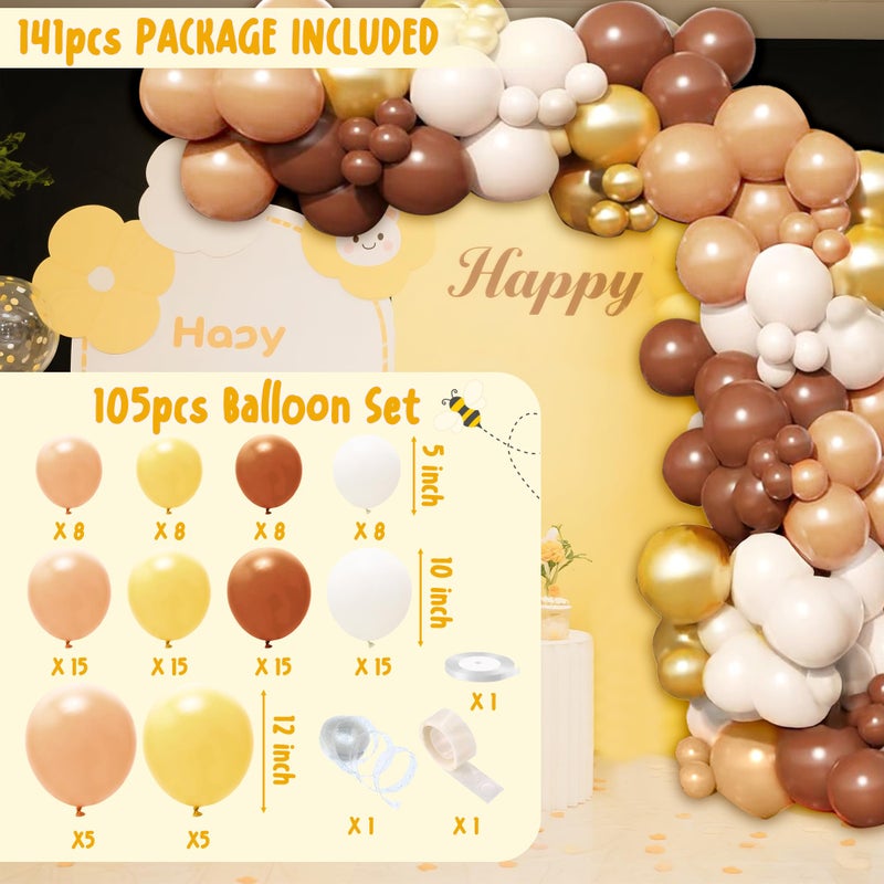Z1juce Winnie Baby Shower Decorations Kit - 141pcs Vintage Winnie Party Supplies Decorations Oh Baby Banner Backdrop Arch Balloon Boxes Mom to Be Sash Tablecloths Cake Topper for Girl Boy Baby Shower - Image 3