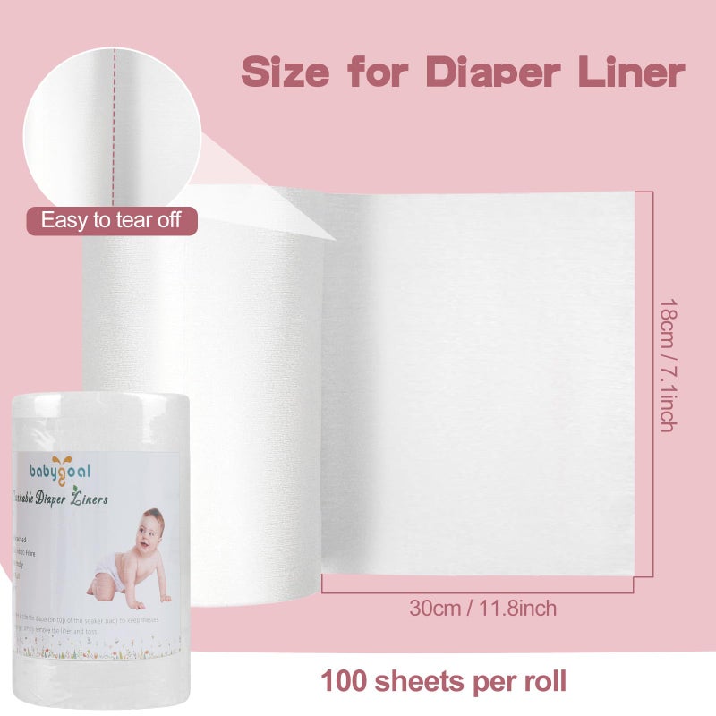 Babygoal Baby Cloth Diaper Liners 4 Pack, Rayon from Bamboo Liners for Cloth Diaper Nappy (400 Sheets) 4BBT01 - Image 3